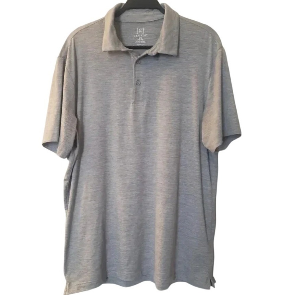George Mens Polo Shirt Short Sleeve Grey Heathered Space Dye Size Large 42-44